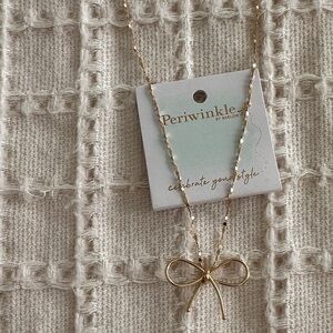 Periwinkle by Barlow Gold Bow Pendant Necklace